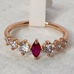 Bomb Party "Follow The Love" Lab Grown Ruby Fire Opal + Rose Gold Plating